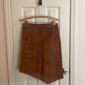 BCBG 100% Leather Asymmetrical Skirt